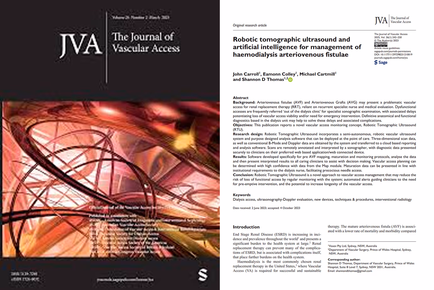 Published in the Journal of Vascular Access